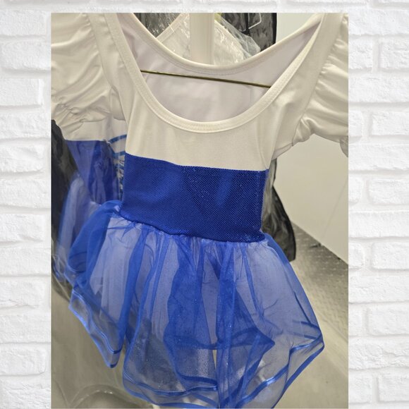 Blue and White Ballet Recital Costume (6 Years) – Leotard with Corset Tutu & bow - Picture 4 of 10
